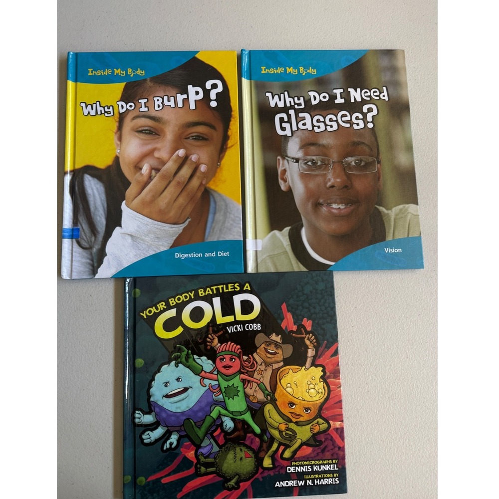 Inside My Body & Body Battles Childrens Science Book Lot of 3 Hardcover Bundle